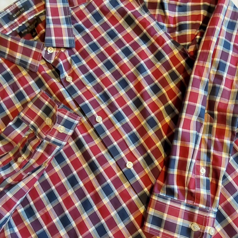 Banana Republic Men Grant Fit Shirt Non Iron Large 16-16.5 Casual Cotton Classic